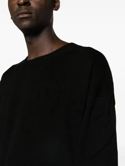 Off-white Off White Sweater With Embossed Diagonal Motif In Black