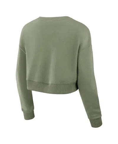 Formula 1 Women's Olive Studio Future Ground Subtle Tonal Tri-blend Cropped Pullover Sweatshirt