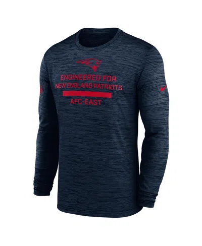 Nike Navy New England Patriots Sideline Velocity Performance Long Sleeve T-shirt In Blue