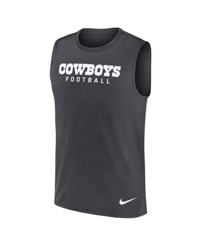 Nike Men's Charcoal Dallas Cowboys Primetime Legend Performance Muscle Tank Top In Black
