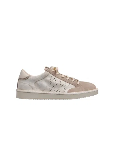 Pànchic Panchic Lace-up Sneakers With Contrast Suede Toe Cap In Neutral