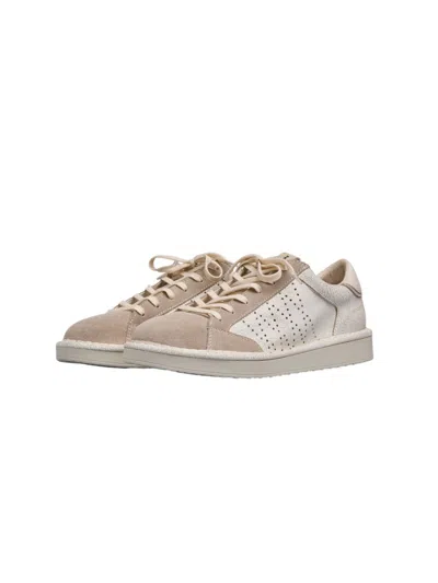 Pànchic Panchic Lace-up Sneakers With Contrast Suede Toe Cap In Neutral