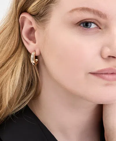 On 34th Gold-tone Small Pave Huggie Hoop Earrings, 0.8", Exclusively At Macy's