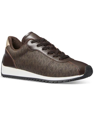 Michael Kors Rhodes Signature Logo Trainer In Brown