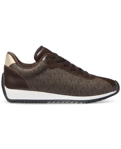 Michael Kors Rhodes Signature Logo Trainer In Brown