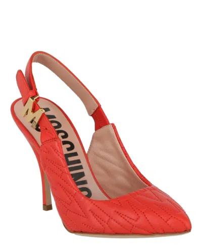 Moschino M-quilted Slingback Pumps Woman Pumps Orange Size 11 Tanned Leather