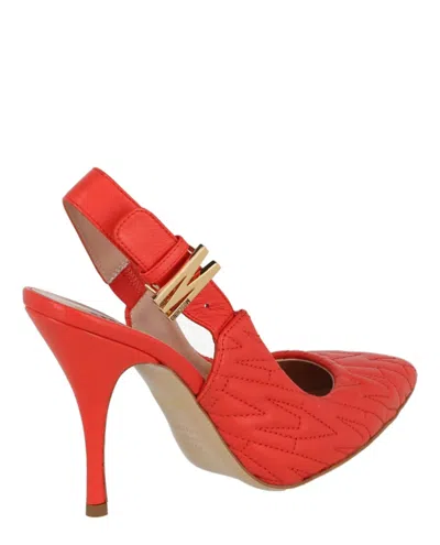Moschino M-quilted Slingback Pumps Woman Pumps Orange Size 11 Tanned Leather