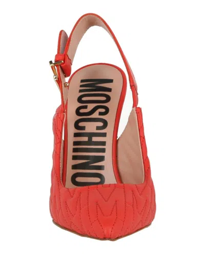 Moschino M-quilted Slingback Pumps Woman Pumps Orange Size 11 Tanned Leather