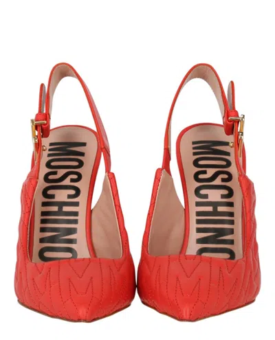 Moschino M-quilted Slingback Pumps Woman Pumps Orange Size 11 Tanned Leather