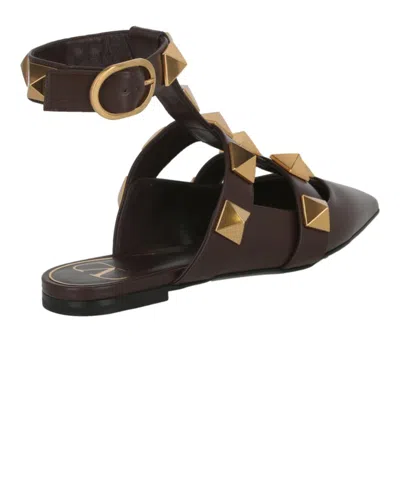 Valentino Garavani Woman Ballet Flats Dark Brown Size 10 Soft Leather In Brown