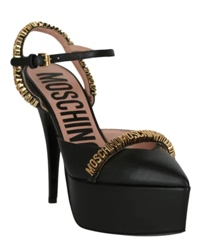 Moschino Logo Lettering Ankle Strap Pumps In Black