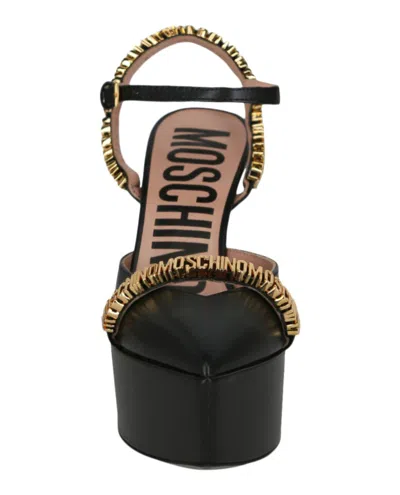 Moschino Logo Lettering Ankle Strap Pumps In Black
