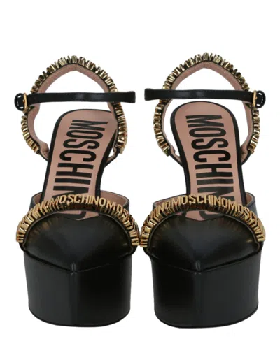 Moschino Logo Lettering Ankle Strap Pumps In Black