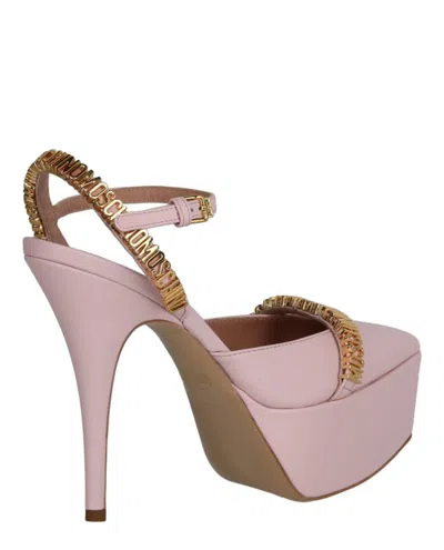 Moschino Logo Lettering Ankle Strap Pumps In Pink