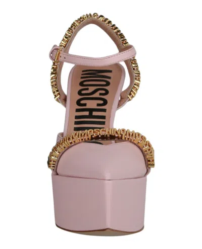 Moschino Logo Lettering Ankle Strap Pumps In Pink