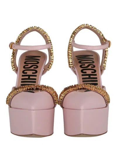 Moschino Logo Lettering Ankle Strap Pumps In Pink
