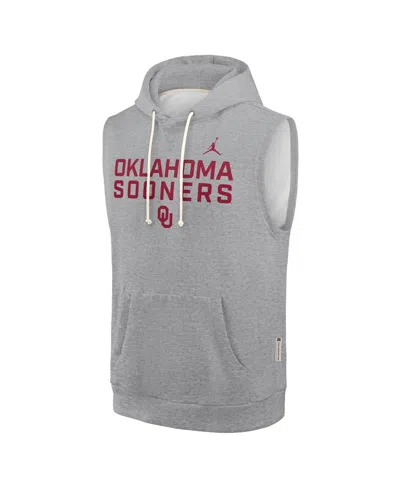 Jordan Men's Heather Gray Oklahoma Sooners 2025 Sideline Performance Sleeveless Pullover Hoodie In Gray
