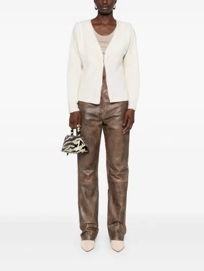 Giuseppe Di Morabito V-neck Alpaca Knit Sweater In White