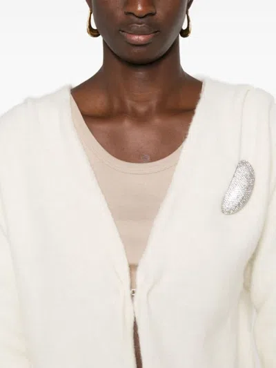 Giuseppe Di Morabito V-neck Alpaca Knit Sweater In White