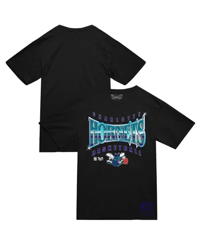 Mitchell & Ness Men's Black Charlotte Hornets Worldwide Collection Glow Up T-shirt In Black