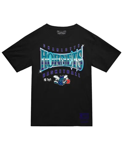 Mitchell & Ness Men's Black Charlotte Hornets Worldwide Collection Glow Up T-shirt In Black