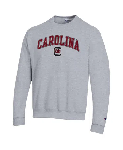 Champion Men's Heather Gray South Carolina Gamecocks Arch Over Logo Pullover Sweatshirt In Gray
