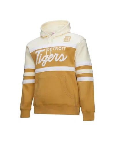 Mitchell & Ness Men's Tan/cream Detroit Tigers Head Coach Pullover Hoodie In Gold