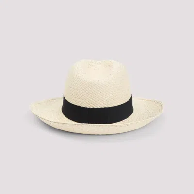 Maison Michel Eric Ribbon On Brisa Wide Brim Hat In White