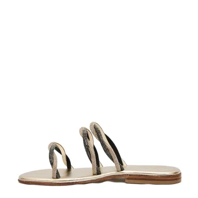 Paola Fiorenza Gold And Black Rhinestone Slipper In Neutral