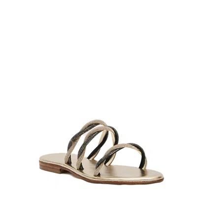 Paola Fiorenza Gold And Black Rhinestone Slipper In Neutral