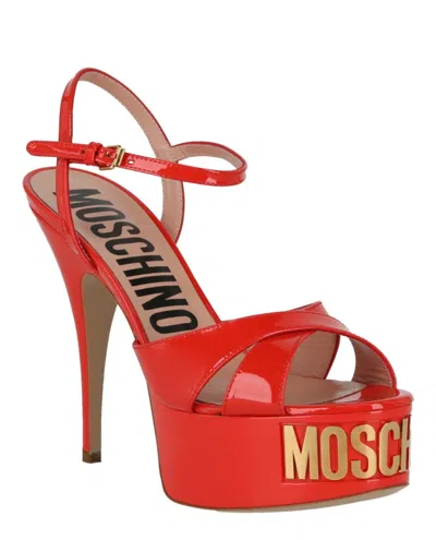 Moschino Logo-letter Patent Leather Platform Pump