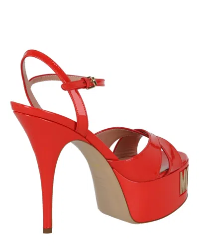 Moschino Logo-letter Patent Leather Platform Pump