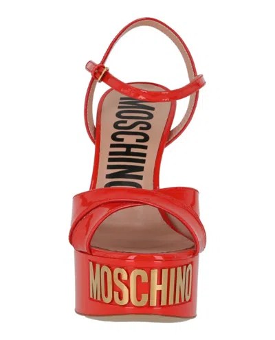 Moschino Logo-letter Patent Leather Platform Pump
