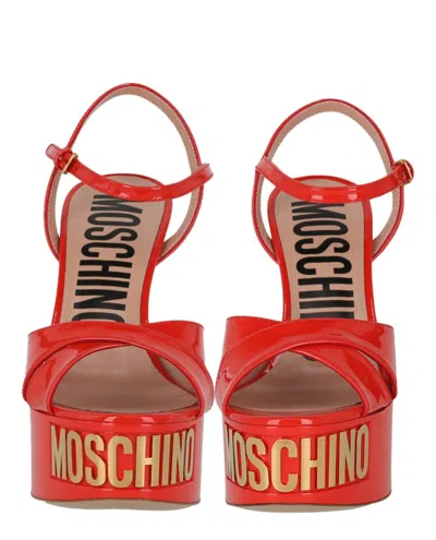 Moschino Logo-letter Patent Leather Platform Pump