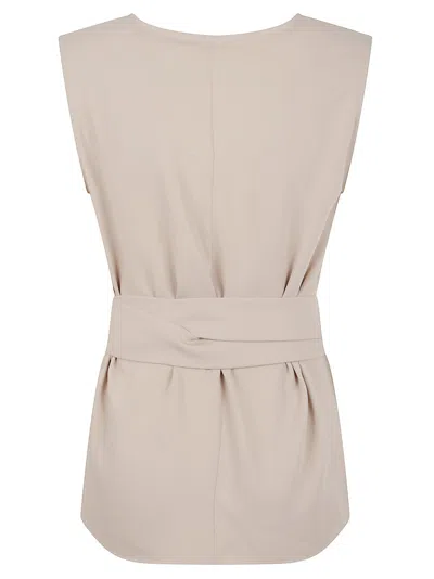 P.a.r.o.s.h Parosh Sleeveless V-neck Top With Tie Belt