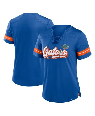 Fanatics Women's Royal Florida Gators Plus Size Overtime Readiness Lace-up T-shirt In Blue