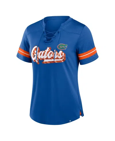 Fanatics Women's Royal Florida Gators Plus Size Overtime Readiness Lace-up T-shirt In Blue