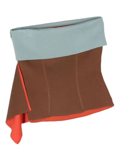 Fendi Asymmetrical Hemline Wool Top In Brown