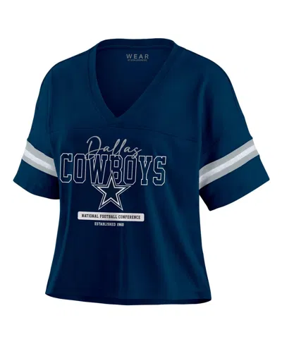 Wear By Erin Andrews Women's Navy Dallas Cowboys Plus Size Color Block Boxy T-shirt In Blue