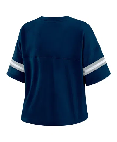 Wear By Erin Andrews Women's Navy Dallas Cowboys Plus Size Color Block Boxy T-shirt In Blue