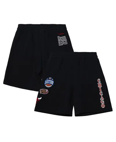 Mitchell & Ness Men's Black Chicago Bulls Team Origins Fleece Shorts In Black