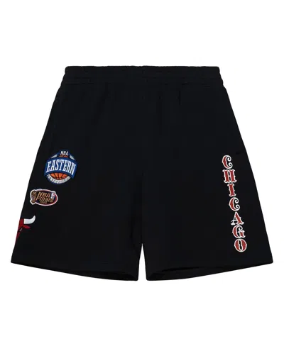 Mitchell & Ness Men's Black Chicago Bulls Team Origins Fleece Shorts In Black
