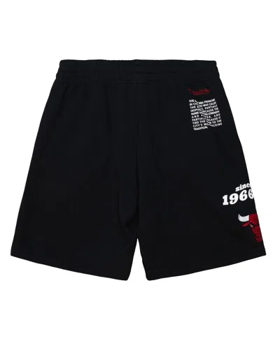 Mitchell & Ness Men's Black Chicago Bulls Team Origins Fleece Shorts In Black