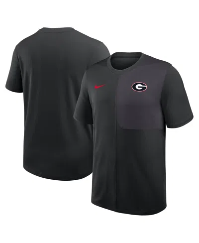 Nike Men's Black Georgia Bulldogs 2025 Sideline Uv Performance Coach T-shirt In Black