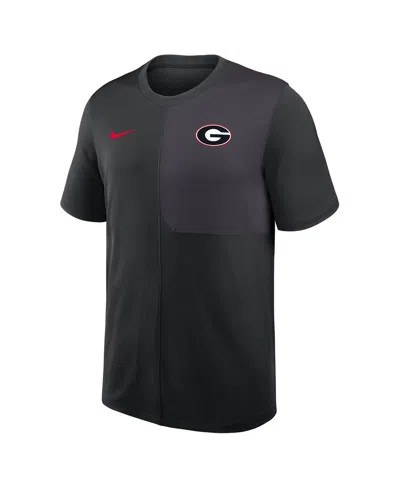 Nike Men's Black Georgia Bulldogs 2025 Sideline Uv Performance Coach T-shirt In Black