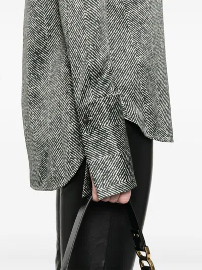 Ermanno Scervino Herringbone Pattern Silk Shirt In Gray