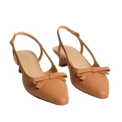 La Sellerie Slingback In Nappa Cuoio Con Nodino Sullo Scollo In Brown