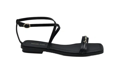 Michael Kors Lena Flat Leather Sandal Black Color In Black