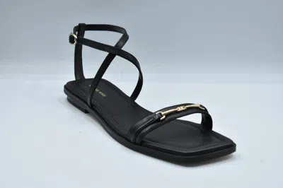 Michael Kors Lena Flat Leather Sandal Black Color In Black
