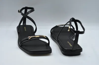 Michael Kors Lena Flat Leather Sandal Black Color In Black